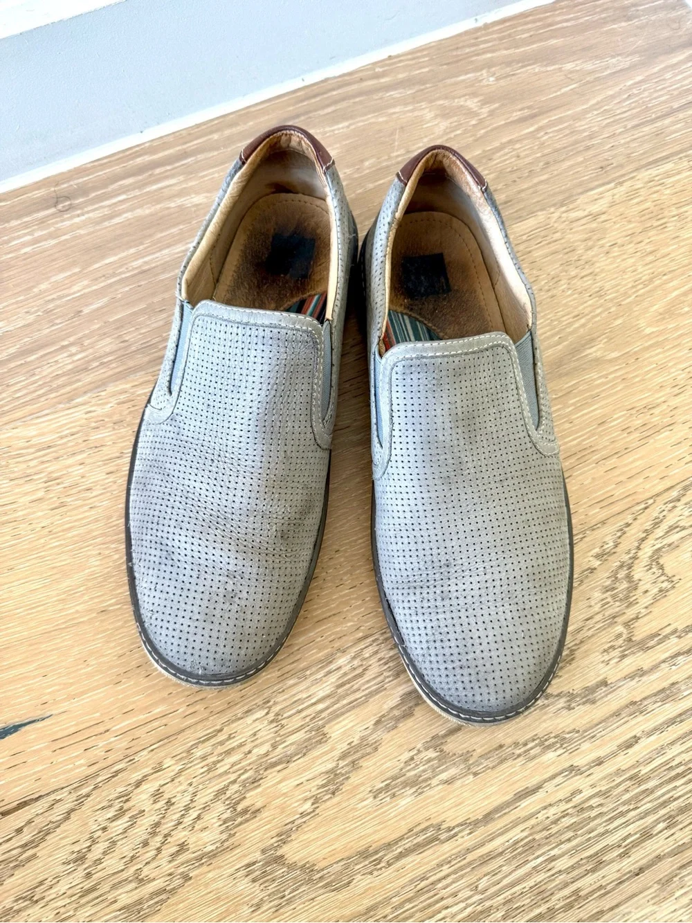 Johnston & Murphy Perforated Slip-On Loafers - Gray